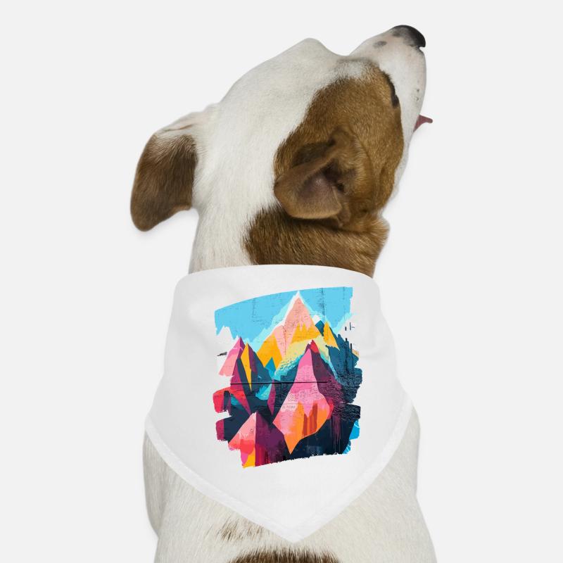 Berge - Hunde-Bandana - Weiß