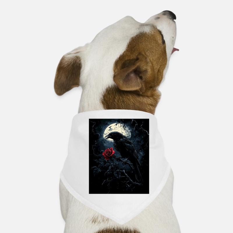 Corbeau Rose Lune Sombre Gothique Corbeau Noir Bandana pour chien
