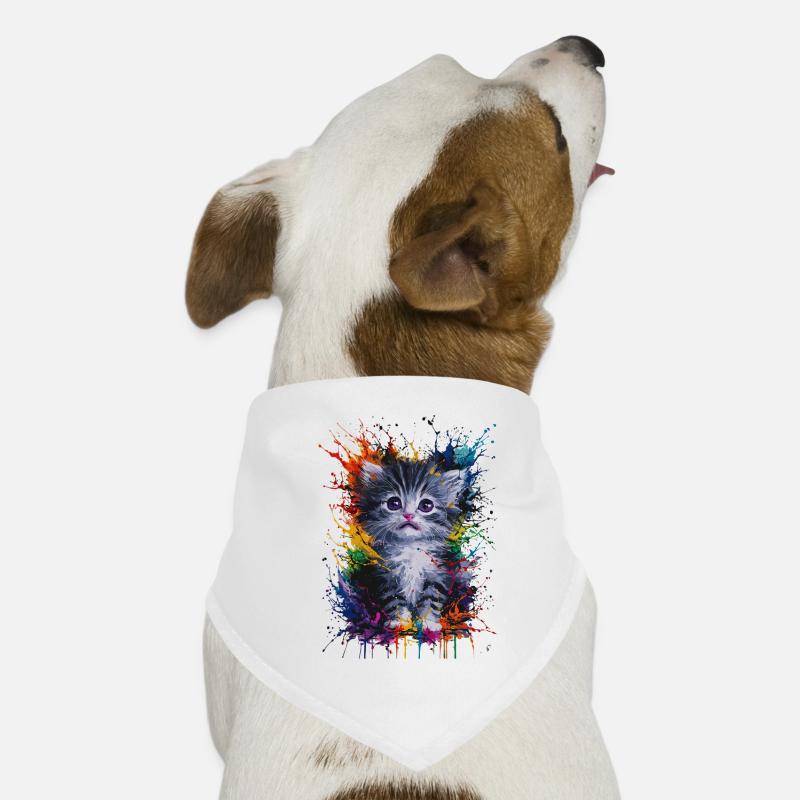 Bunte Aquarell Katze Mit Spritzern Hunde-Bandana