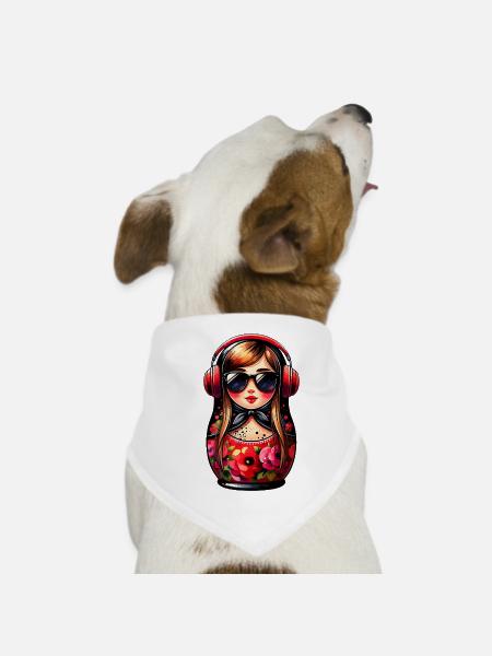 Russian Matroschka Musik Russland Russische - Hunde-Bandana - Weiß - Vorne