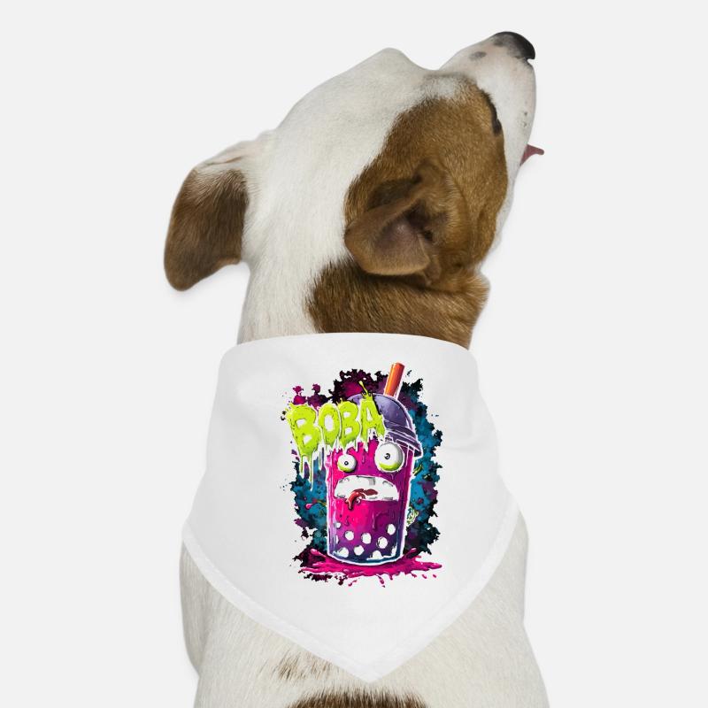 Boba Tea Monster in colorful graffiti street style Dog Bandana