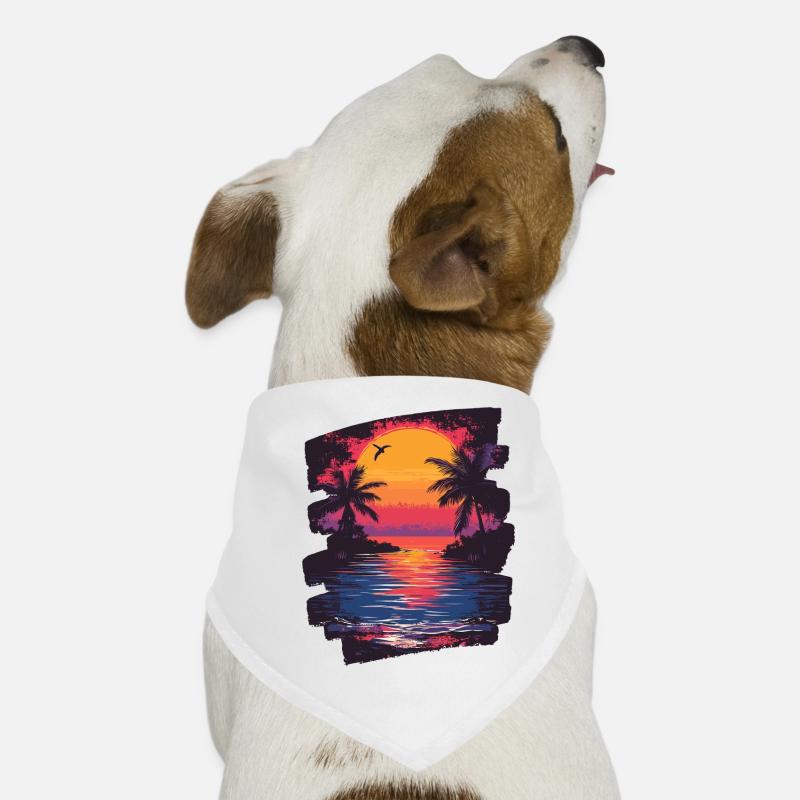 Beach Palm Trees Sunset Summer Dog Bandana