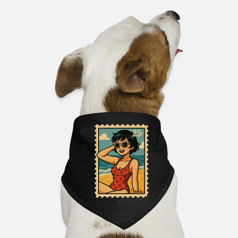 Guirlande de soleil d’été timbre-poste rétro Bandana pour chien