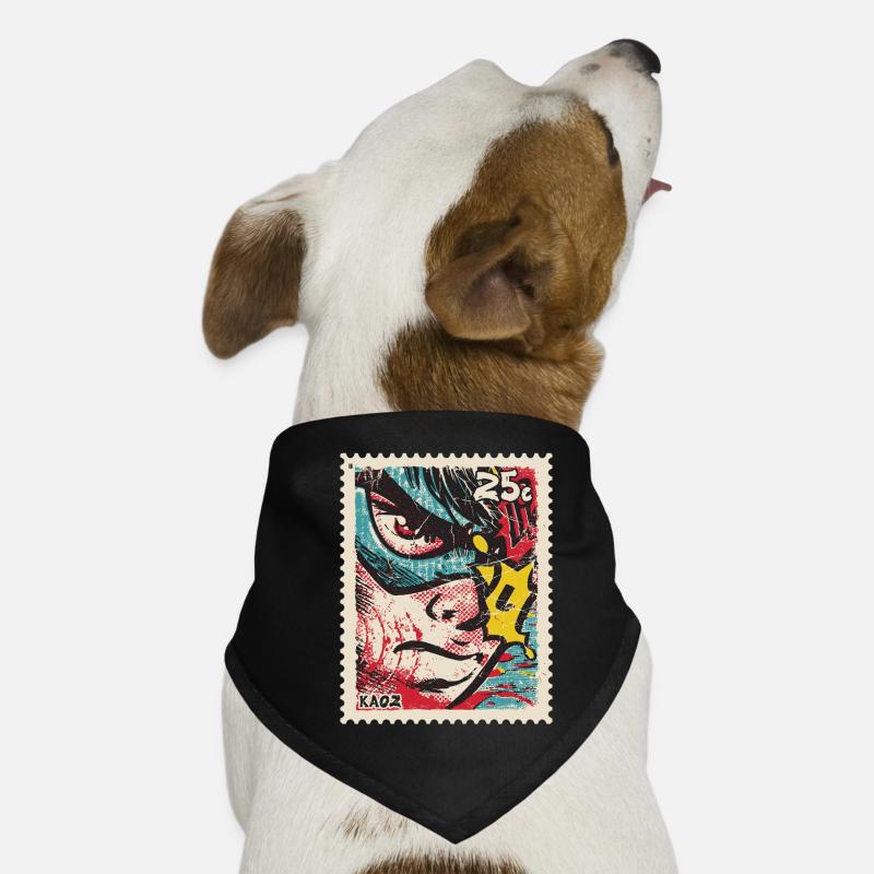 Comic hero as a retro stamp Dog Bandana