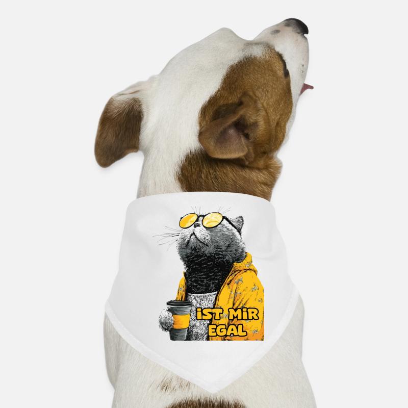 Mürrische Katze mit Kaffee und dem Spruch Hunde-Bandana