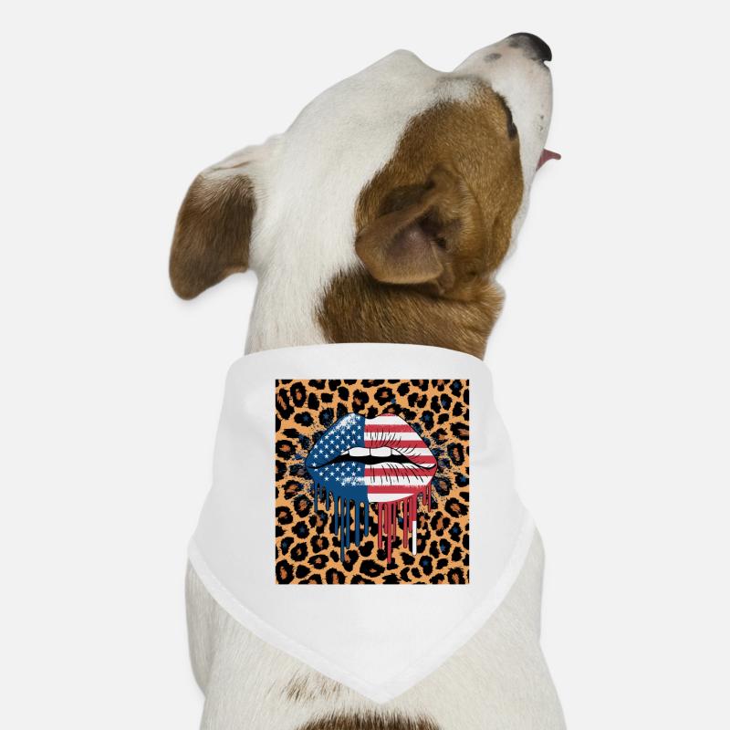Leopard Lips with USA Flag Dog Bandana