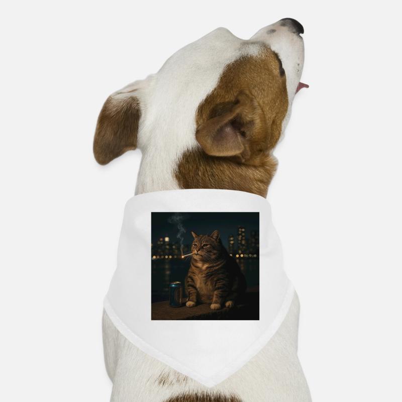 Drôle Chat Fumant Mème Stupide Brainrot Bandana pour chien