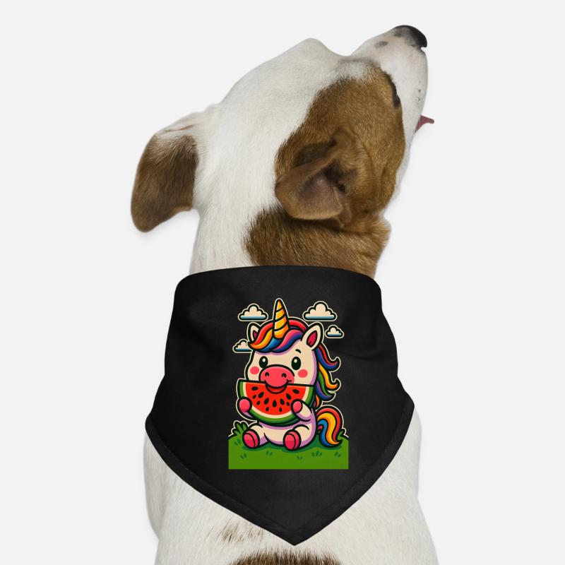 Regenbogen-Einhorn isst Wassermelone Hunde-Bandana