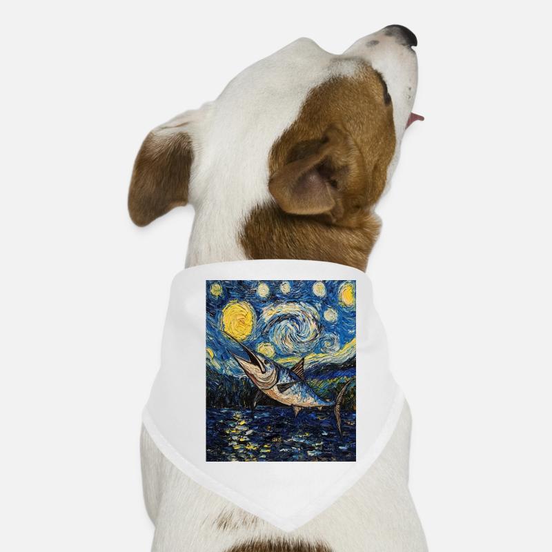 Blue Marlin Fish Van Gogh Style Starry Dog Bandana