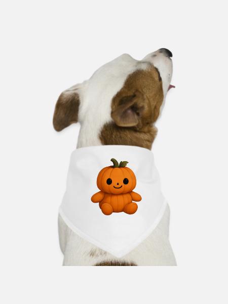 Niedlicher Kürbis-Teddybär freundlichem Gesicht - Hunde-Bandana - Weiß - Vorne