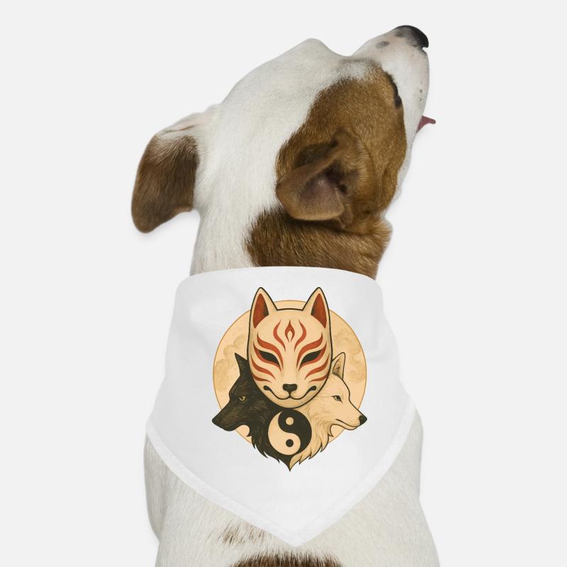 Fuchs Maske & Yin Yang Wölfe Hunde-Bandana