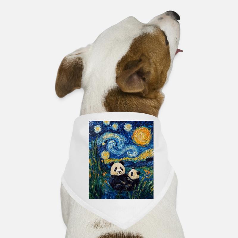 Panda Bär Van Gogh Style Starry Night Hunde-Bandana
