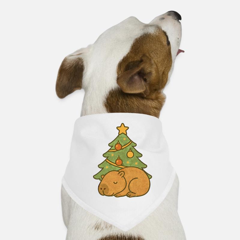 ✨ Capybara endormi sous le sapin de 🎄 Noël Bandana pour chien