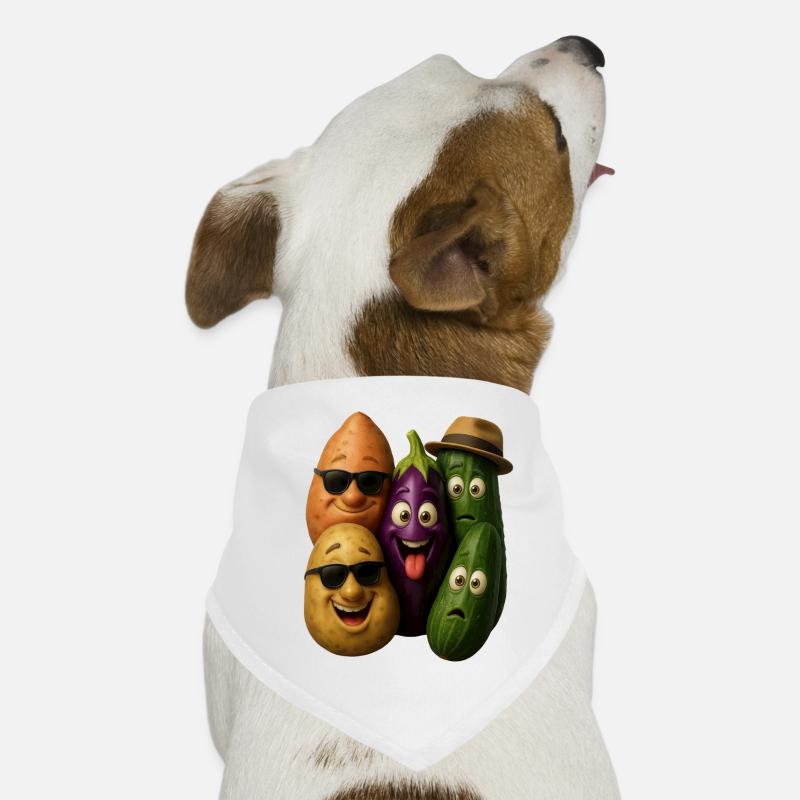 Cheerful vegetable heroes group Dog Bandana