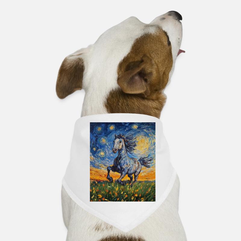 Cheval Chevaux Cavalier Style Van Gogh Nuit étoilée Bandana pour chien
