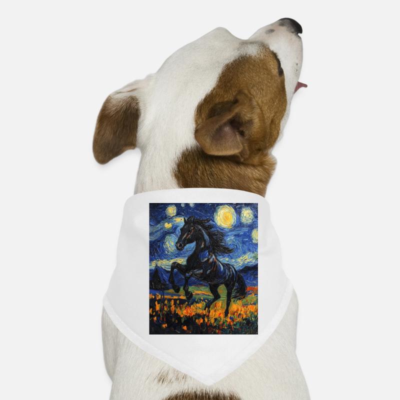 Cheval Chevaux Cavalier Style Van Gogh Nuit étoilée Bandana pour chien