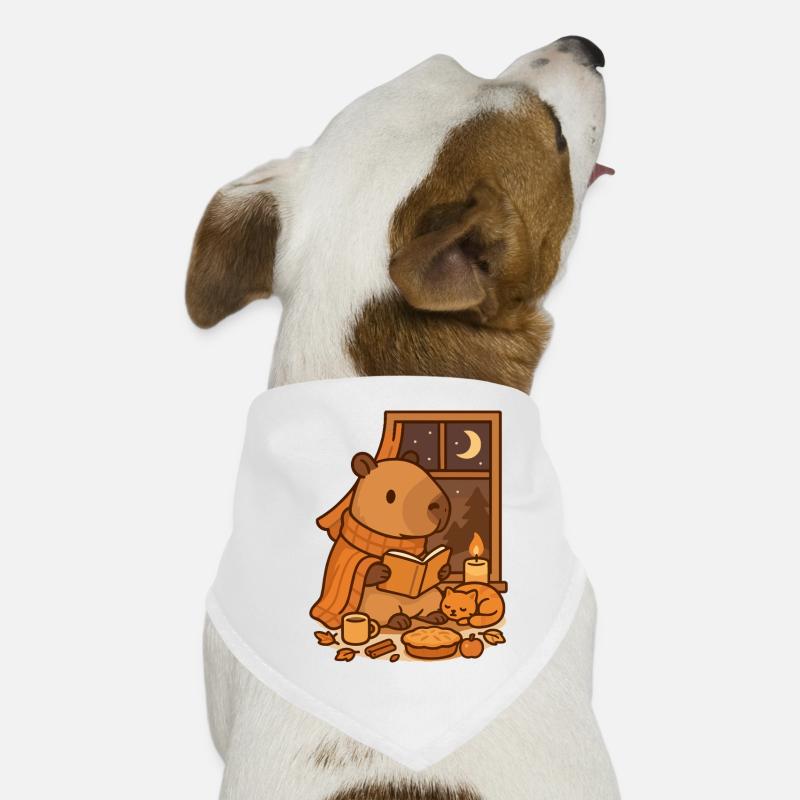 Coin lecture Capybara – Soirée d’automne douillette Bandana pour chien
