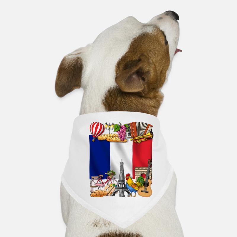 Frankreich - Hunde-Bandana - Weiß