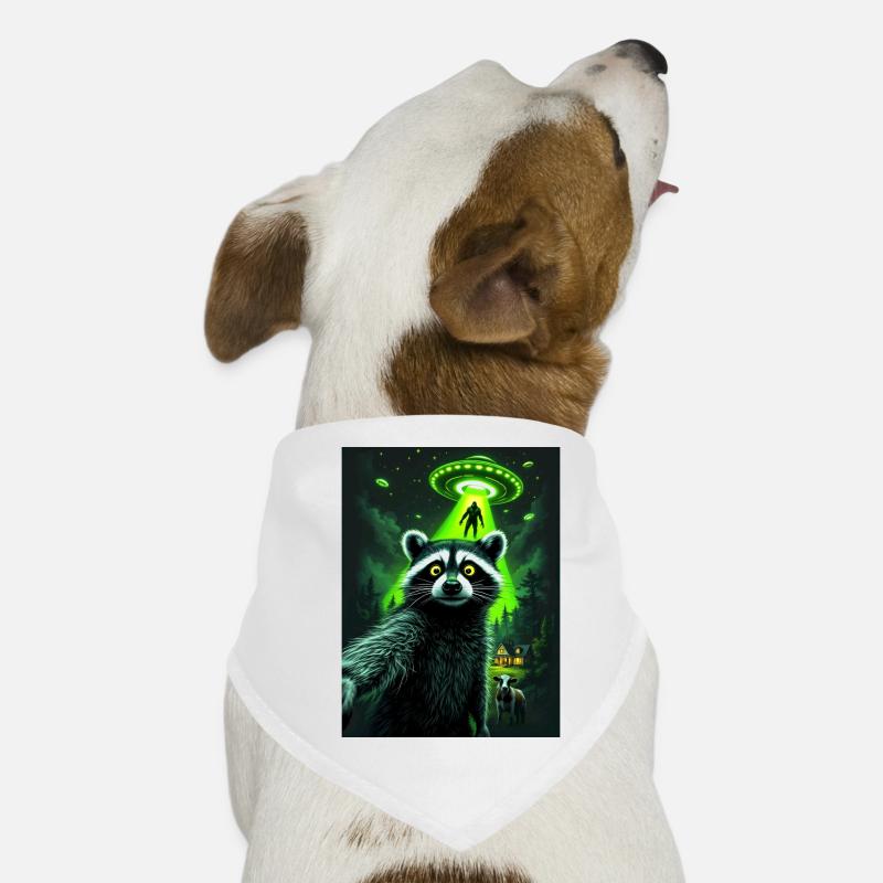 Raccoon UFO Raid in the Forest Dog Bandana