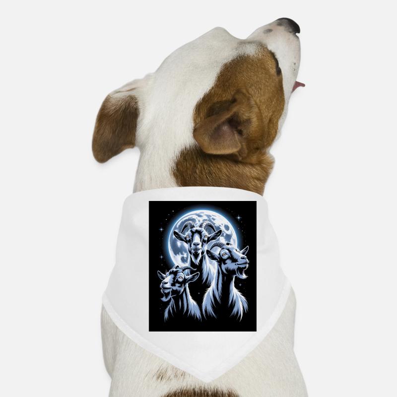 Three goats in front of full moon and starry night Dog Bandana