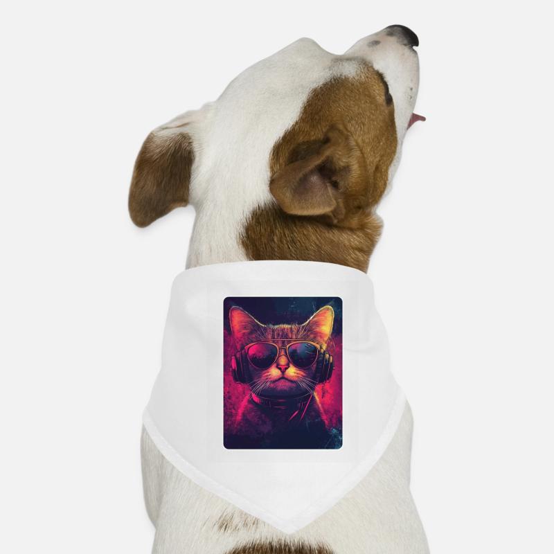 Cool DJ cat with sunglasses Dog Bandana