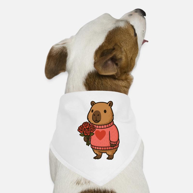 Capybara avec bouquet de roses – Motif de la Saint-Valentin Bandana pour chien