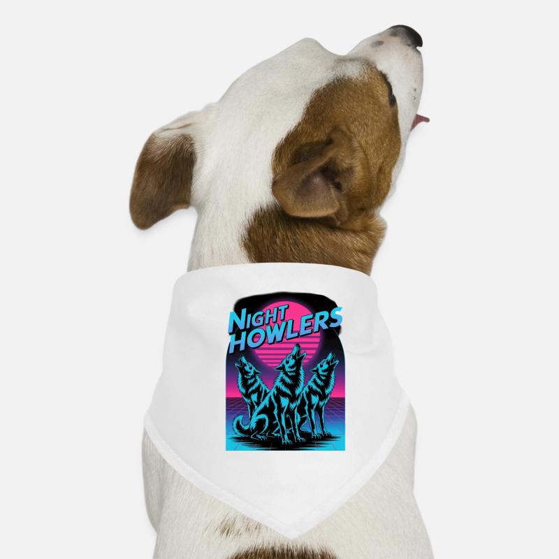 Night Howlers Retro Wolf Pack Moonlit Night Dog Bandana