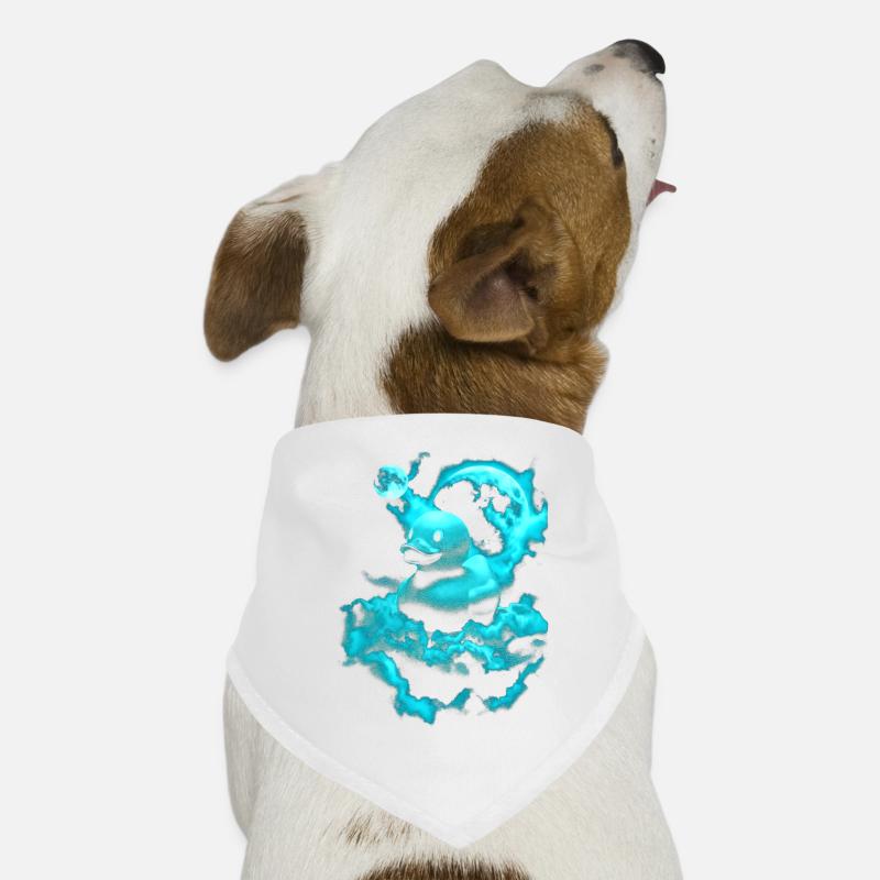 Neon room duck over blue cloud Dog Bandana