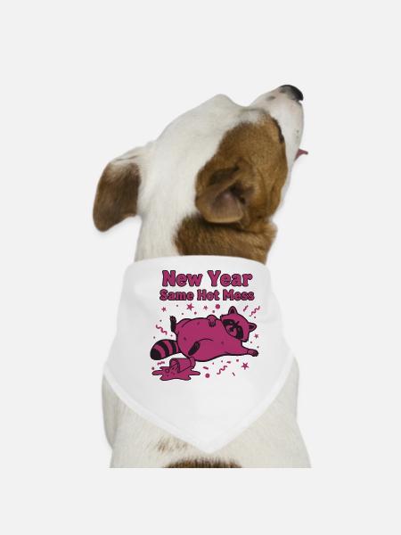 New Year Same Hot Mess Celebration 2025 - Dog Bandana - white - Front