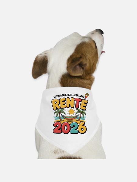Pension Pensioner Retirement 2026 Man & Woman - Dog Bandana - white - Front
