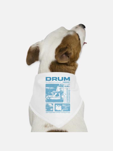 Rock Drummer Drum Player Streetwear - Dog Bandana - white - Front