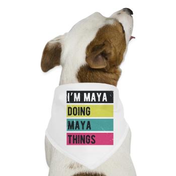 Ich bin Maya und mache Maya-Dinge Retro-Farben - Hunde-Bandana - Weiß - Vorne