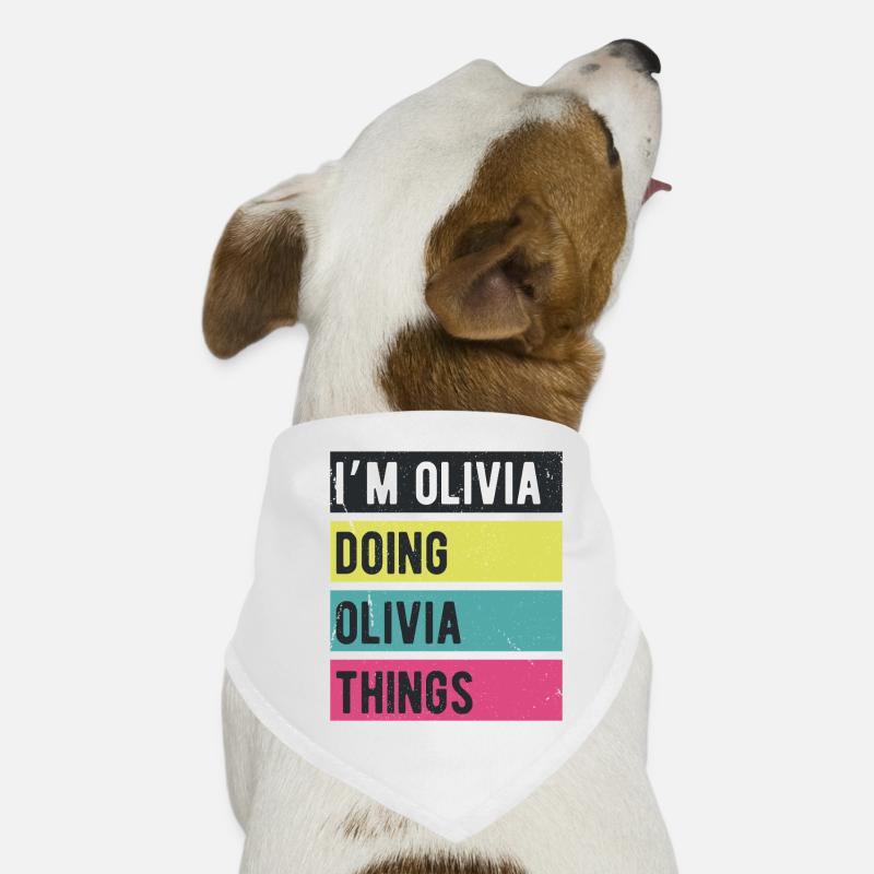 Ich bin Olivia und mache Olivia Dinge Retrofarben Hunde-Bandana