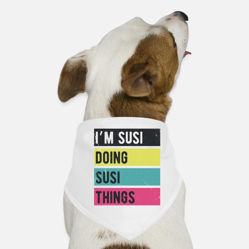 Ich bin Susi und mache Susi-Dinge Retro-Farben Hunde-Bandana