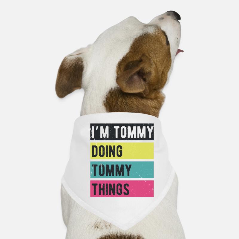 Ich bin Tommy Mache Tommy Dinge Retrofarben Hunde-Bandana