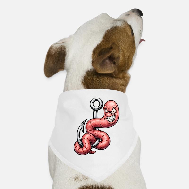 Angry Worm on the Hook – Cartoon Design Dog Bandana