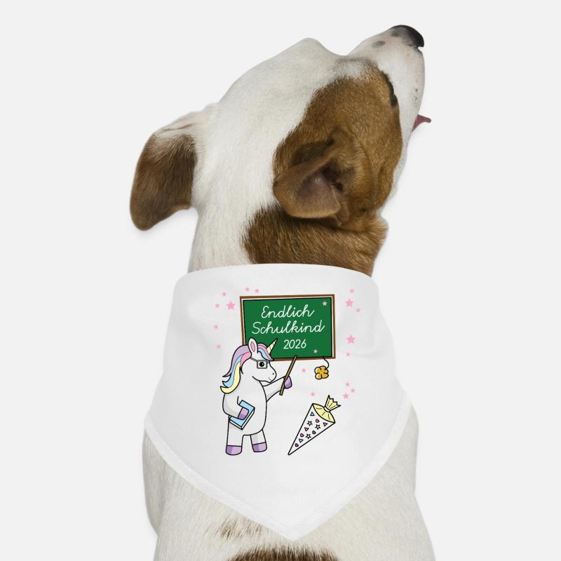 Endlich Schulkind 2026 Einschulung Schule Einhorn Hunde-Bandana