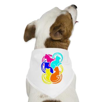 Bunte Katzen - Hunde-Bandana - Weiß - Vorne