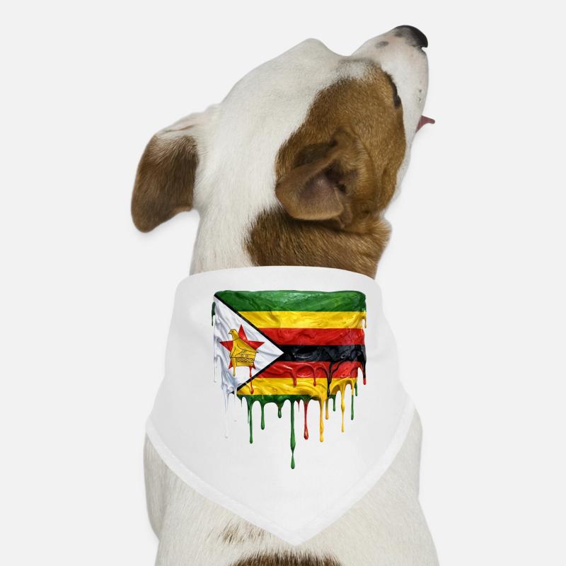 Zimbabwe flag with dripping paint Dog Bandana