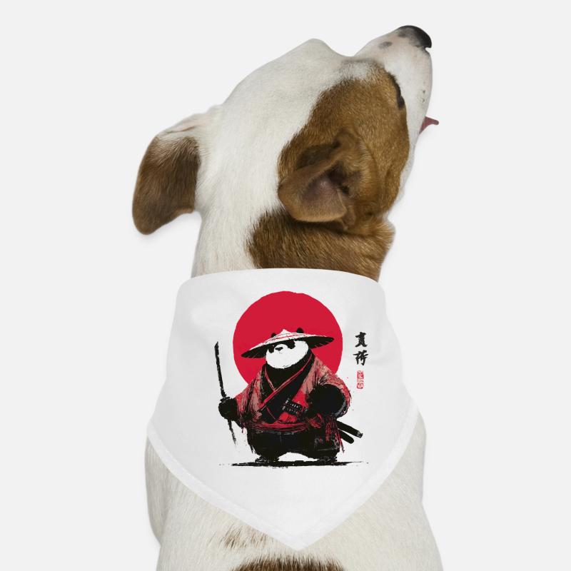 Panda Samurai in Vintage Sunset Dog Bandana