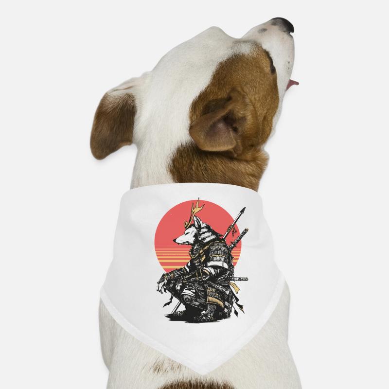 Wolf-Samurai in Sonnenuntergangsrüstung Hunde-Bandana