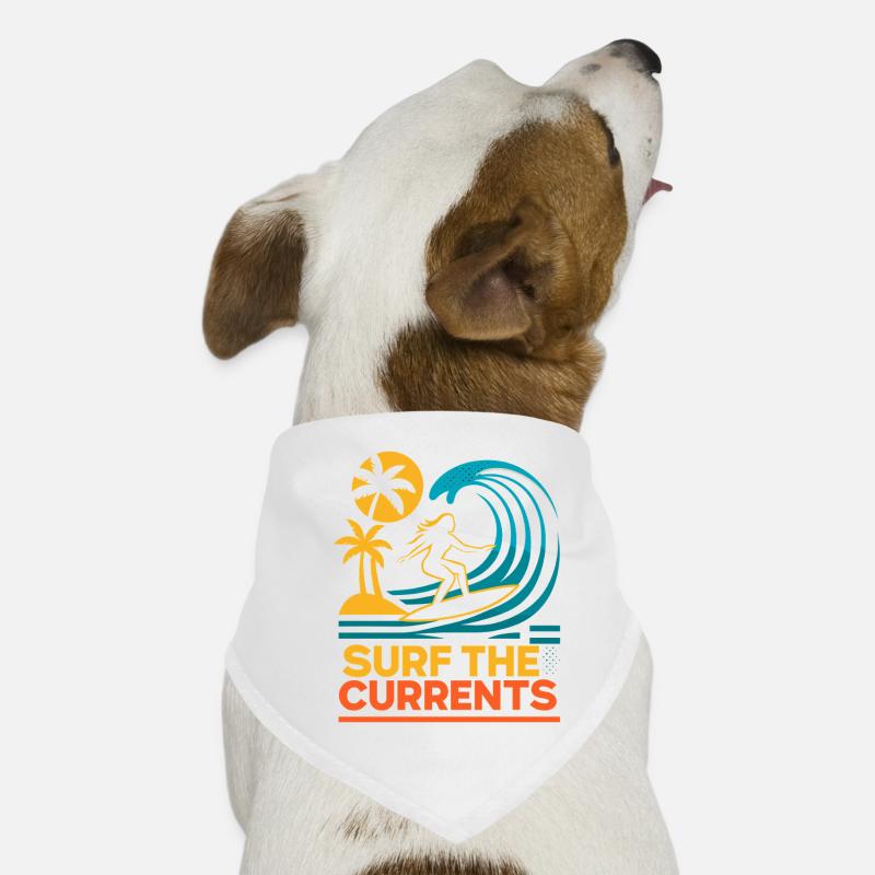 Surf The Currents Waves Palm Trees Beach Motif Dog Bandana