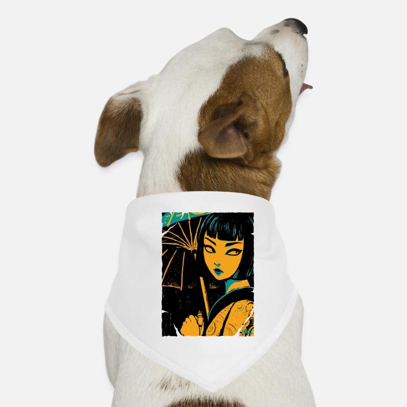 Geisha in neon light Dog Bandana