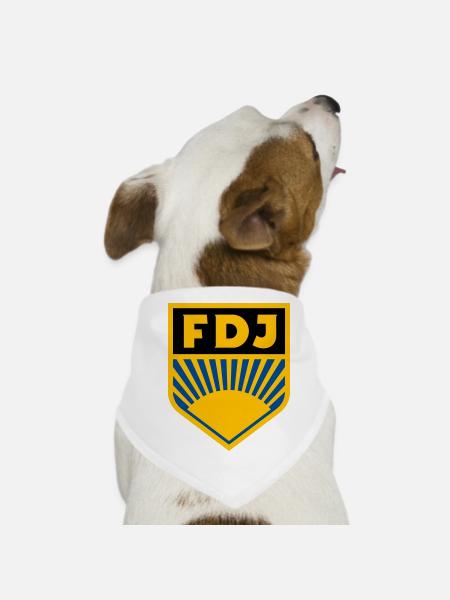 FDJ - Freie Deutsche Jugend Logo (dreifarbig) - Hunde-Bandana - Weiß - Vorne