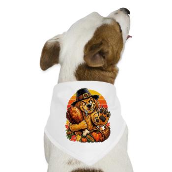 Thanksgiving Hund verteidigt Truthahn Retro - Hunde-Bandana - Weiß - Vorne