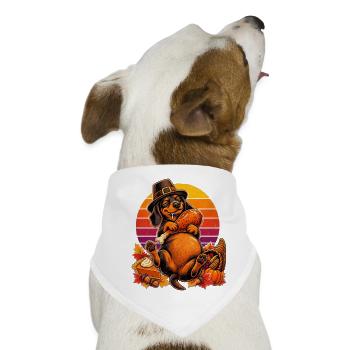 Thanksgiving Dackel satt im Truthahn-Traum - Hunde-Bandana - Weiß - Vorne
