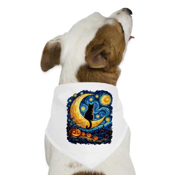 Mondkatze im Sternennacht-Labyrinth - Hunde-Bandana - Weiß - Vorne