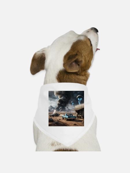 UFO über Wüstenstaub - Hunde-Bandana - Weiß