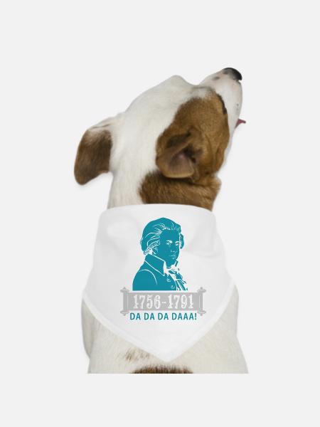 Wolfgang Amadeus Mozart - Dog Bandana - white - Front