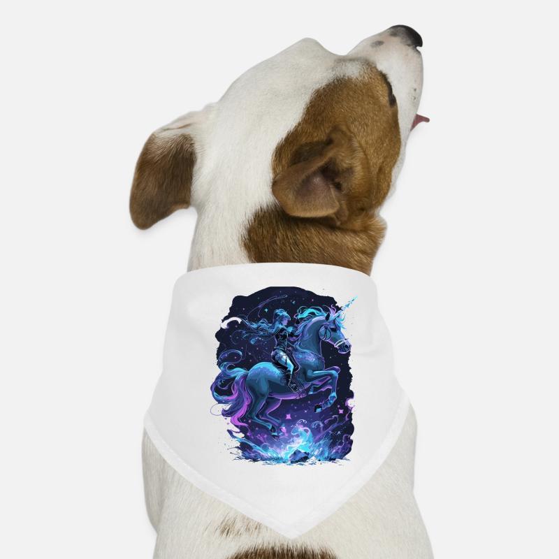 Mystisches Einhorn mit Reiterin - Hunde-Bandana - Weiß
